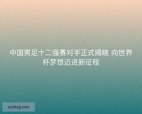 中国男足十二强赛对手正式揭晓 向世界杯梦想迈进新征程 中国男足十二强赛对手正式揭晓 向世界杯梦想迈进新征程